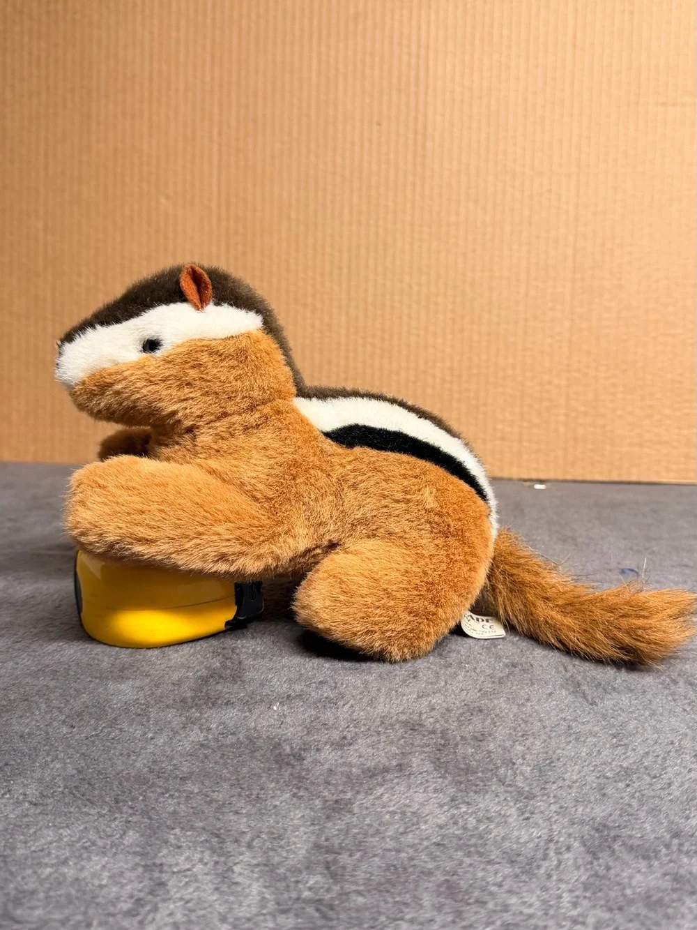Plush Chipmunk Small Pet Toy in Brown, White & Black